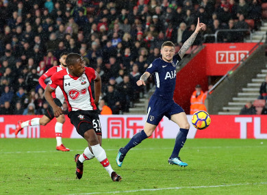 Southampton's Michael Obafemi shoots at goal.