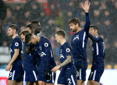 Former Swansea striker Fernando Llorente celebrates scoring against his former club.