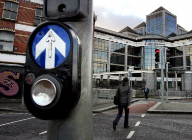 A pedestrian crossing at Ulster Bank.