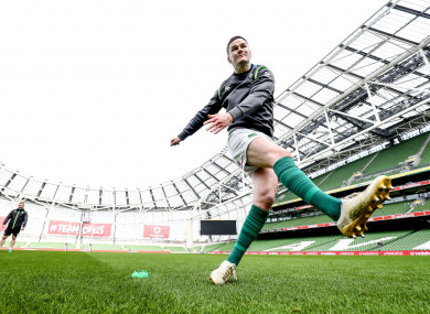 Sexton pictured kicking during the Captain's Run today.