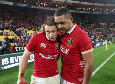 Williams and Faletau celebrate together after a Lions victory.