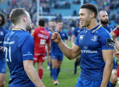 Nick McCarthy and Adam Byrne celebrate after the game.