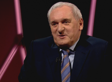 Bertie Ahern speaking on tonight's Claire Byrne Live.