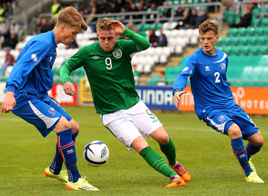 Sam Byrne in action for Ireland U19s.