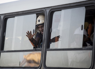 A bus arrived to transport the miners out from the mine