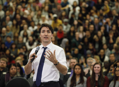 Prime Minister Justin Trudeau takes part in a town hall meeting in Edmonton