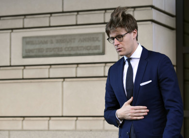 Alex van der Zwaan leaving court in Washington yesterday