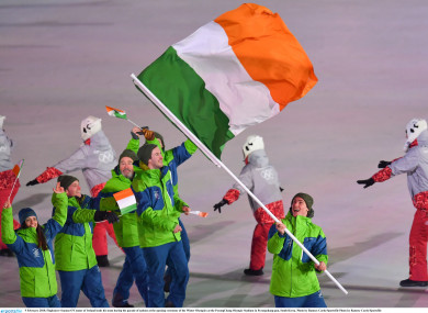 The Irish team pictured at the 2018 Winter Olympics ceremony.