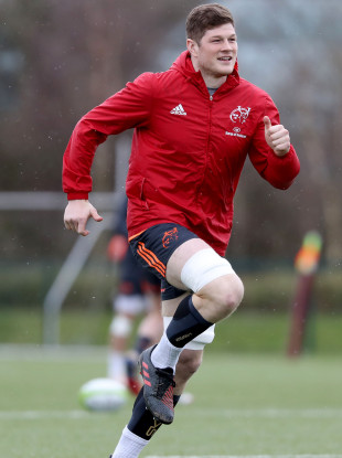 Jack O'Donoghue in training with Munster this week.