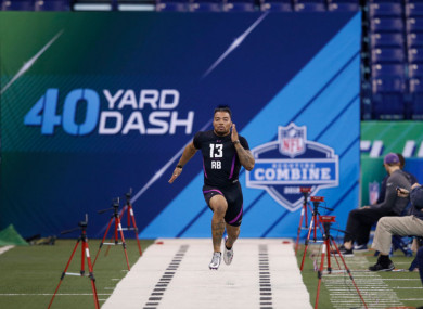 Derrius Guice during the NFL combine last weekend.