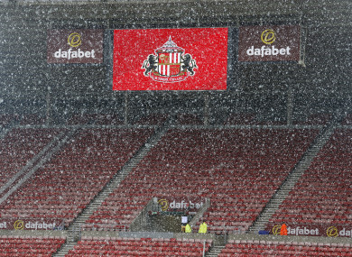 Snow falls at the Stadium of Light (file photo).