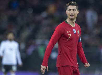 Cristiano Ronaldo pictured during the soccer friendly game Portugal against Egypt.