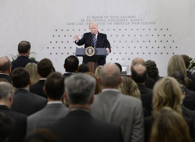 US President Donald Trump speaks at the CIA headquarters in Langley, Virginia.