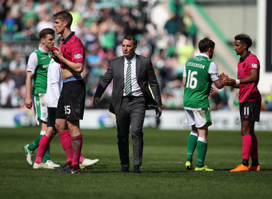 Celtic manager Brendan Rodgers after the final whistle on Saturday.