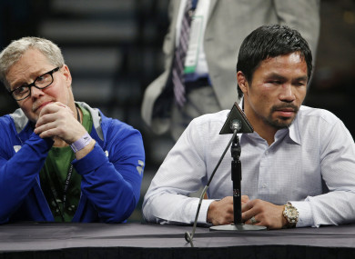 Trainer Freddie Roach, left, pictured with Manny Pacquiao in 2015.