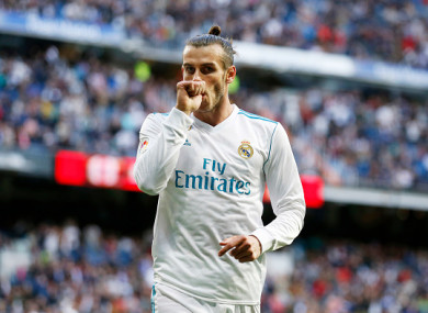 Gareth Bale celebrates scoring the opening goal for Madrid on Saturday night.
