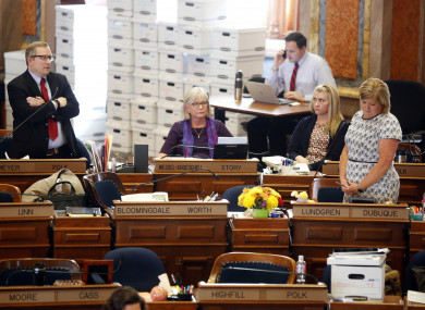 Politicians debate the bill in the Iowa House today