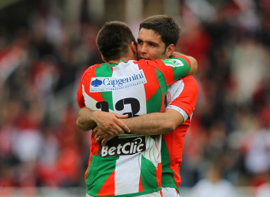 Dimitri Yachvili celebrates Biarritz's Heineken Cup semi-final win over Munster back in 2010.