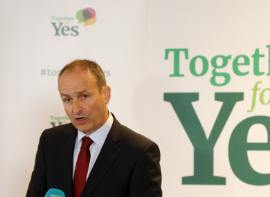 Fianna Fáil leader Micheal Martin is campaigning for a Yes vote.