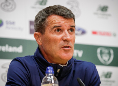 Ireland assistant Roy Keane at today's press conference in Dublin.