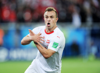 Xherdan Shaqiri celebrates his match-winning goal last Friday.
