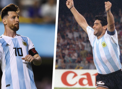 Lionel Messi (left) and Diego Maradona.