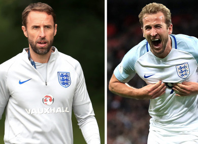 Gareth Southgate (left) and Harry Kane, who is the World Cup's current top scorer with four goals.