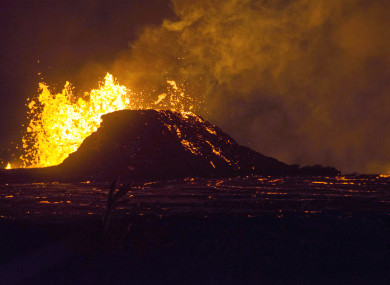 Lava erupts from a fissure in the Leilani Estates.