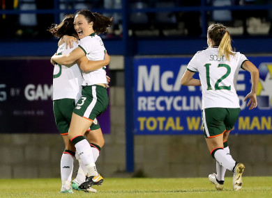 Campbell celebrating her goal against Northern Ireland last year.