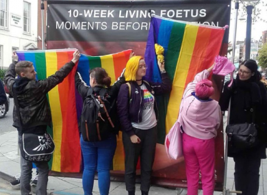 Radical Queers Resist block abortion imagery by the Irish Centre for Bio-Ethical Reform.