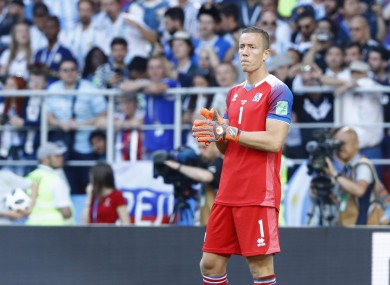 Hannes Halldorsson pictured during Argentina's game with Iceland.