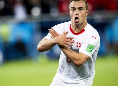 Double eagle: Shaqiri sent a message after his crucial goal.