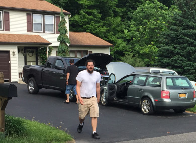 Rotondo preparing to leave the house.