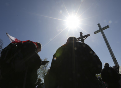 Members of the public gather at the Papal Cross in the Phoenix Park.