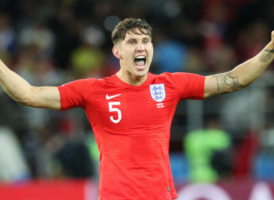John Stones celebrates England's win over Colombia