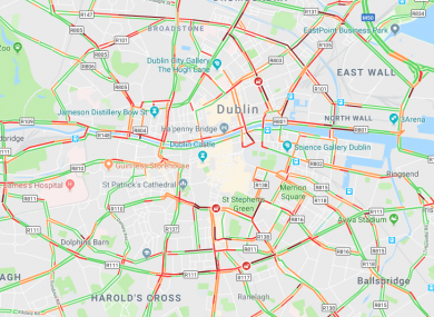 Traffic is particularly heavy in the north inner city.