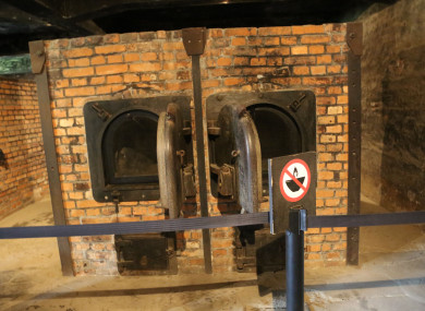 Interior of a crematorium at the Auschwitz-Birkenau extermination camp.
