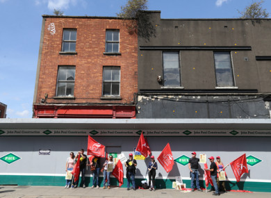 Archaeologists in Dublin city centre on a day-long strike last Thursday.