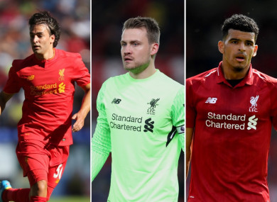 Lazar Markovic, Simon Mignolet and Dominic Solanke.