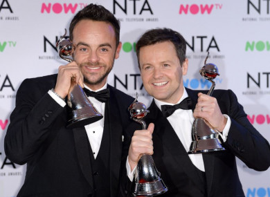 Anthony McPartlin (left) and Declan Donnelly at the National Television Awards in London in January.