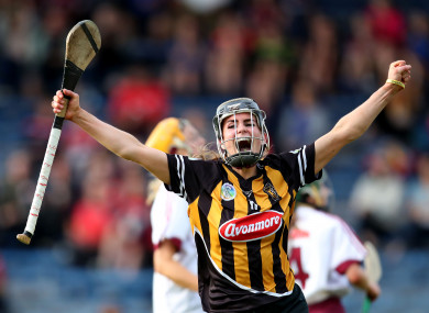 Katie Power celebrates her goal at Semple Stadium.