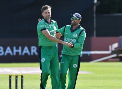 Tim Murtagh celebrates after dismissing Gulbadin Naib