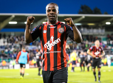 Fuad Sule celebrating a win with Bohemians in 2017.