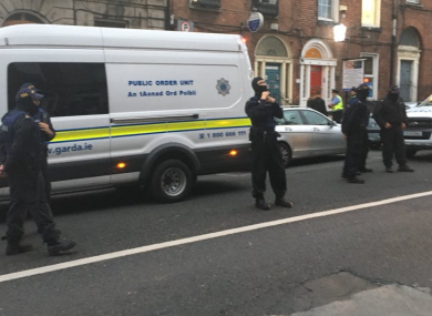 Gardaí at the Frederick Street eviction on Tuesday.