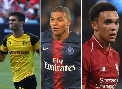Christian Pulisic, Kylian Mbappe and Trent Alexander-Arnold.