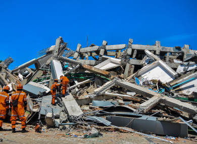 Collapsed building in Indonesia after Friday's earthquake.