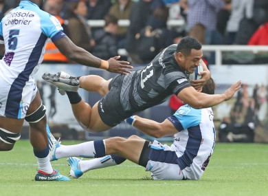 Newcastle Falcon's Sinoti Sinoti in action during at Kingston Park.