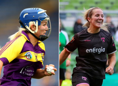 Katrina Parrock in action for the Wexford camogie team in 2016 and for Wexford Youths on Sunday.