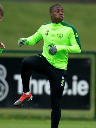 Michael Obafemi pictured in Ireland training during the week.