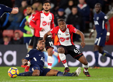 Obafami facing Tottenham's Mousa Dembele last season.